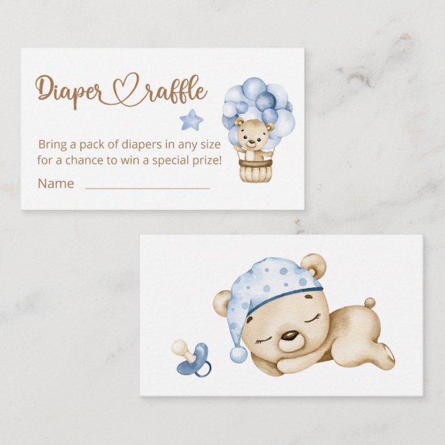 Teddy Bear Baby Bear Baby Shower Diaper Raffle Enclosure Card (Front/Back)
