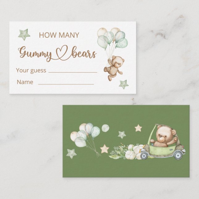 Teddy Bear Baby Bear Baby Shower Enclosure Card (Front/Back)