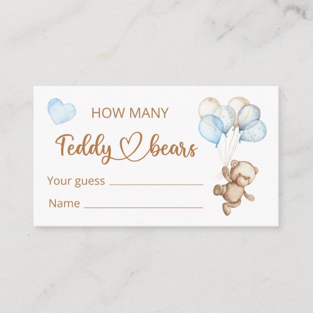 Teddy Bear Baby Bear Baby Shower Enclosure Card (Front)