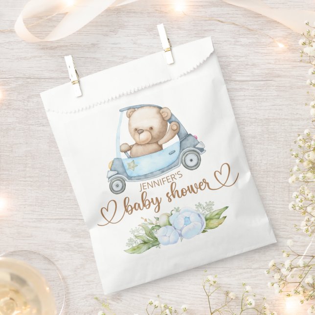 Teddy Bear Baby Bear Baby Shower Floral Favour Bag (Clipped)