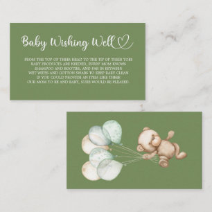 Teddy Bear, Baby Bear, Baby Shower, Wishing Well, Enclosure Card