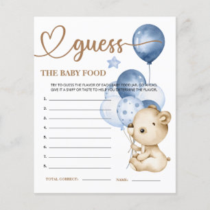 Teddy Bear Baby Bear Guess the Baby Food Card.