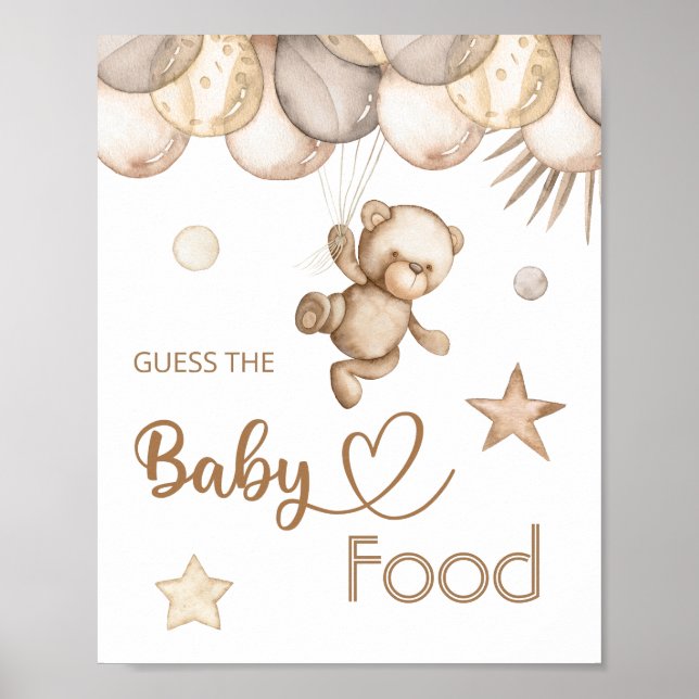 Teddy Bear Baby Bear “Guess the Baby Food” Poster (Front)