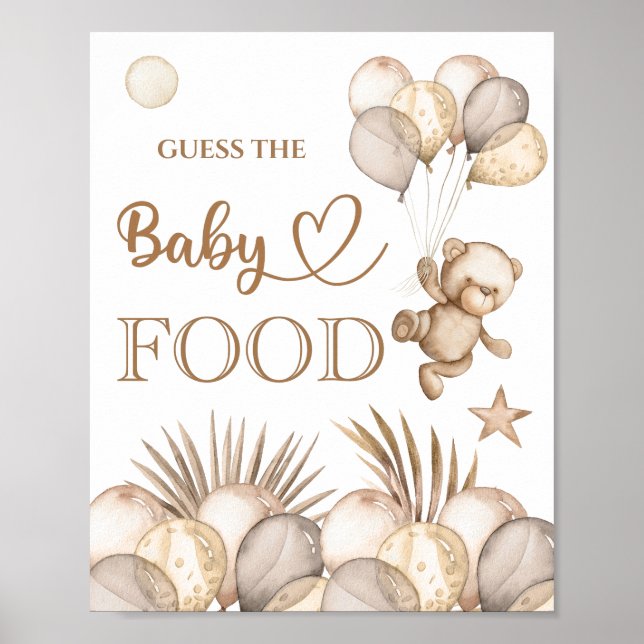 Teddy Bear Baby Bear “Guess the Baby Food” Poster (Front)