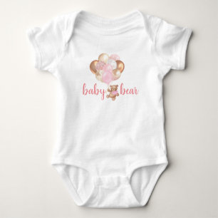 Teddy Bear Baby Bear Rose Gold Balloons Bodysuit