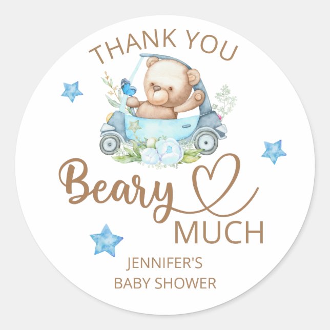 Teddy bear baby bear Thank you beary much Classic Round Sticker (Front)