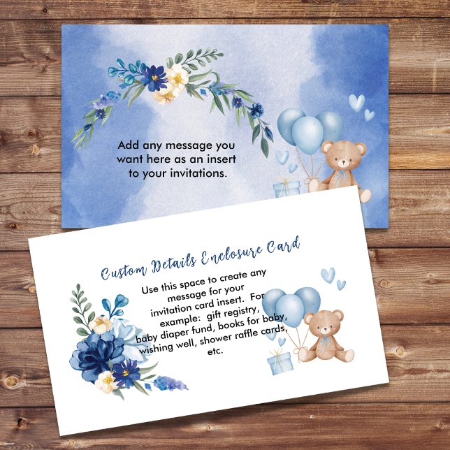Teddy Bear Baby Blue Balloon Blank DIY  Enclosure Card (Creator Uploaded)