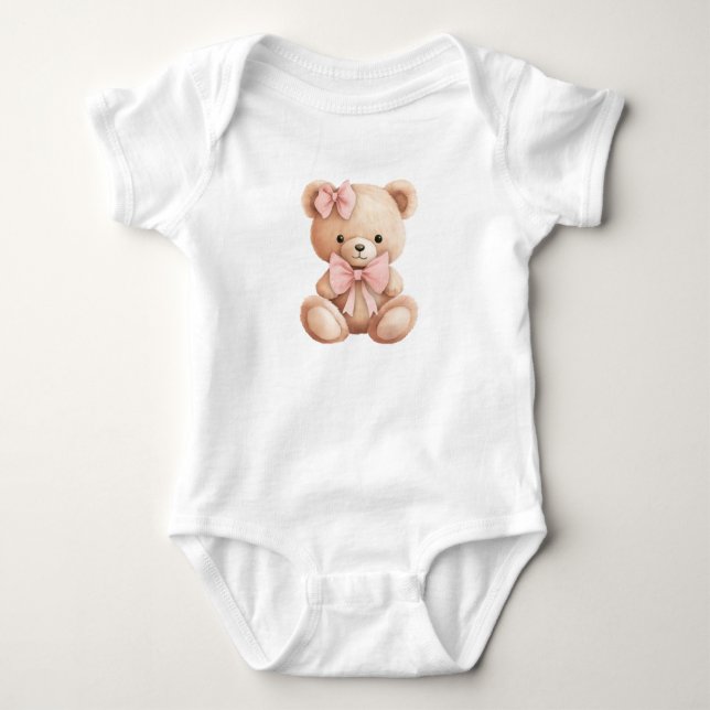  Teddy bear  Baby Bodysuit (Front)