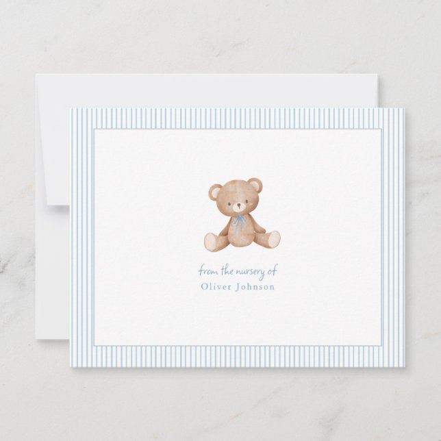 Teddy Bear Baby Boy Baby Shower  Card (Front)