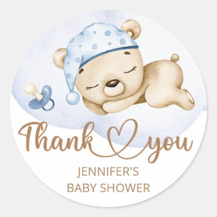 Teddy Bear Baby Boy Baby Shower Classic Round Sticker