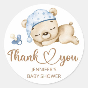 Teddy Bear Baby Boy Baby Shower Classic Round Sticker