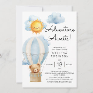 Teddy Bear Baby Boy Shower Invitation
