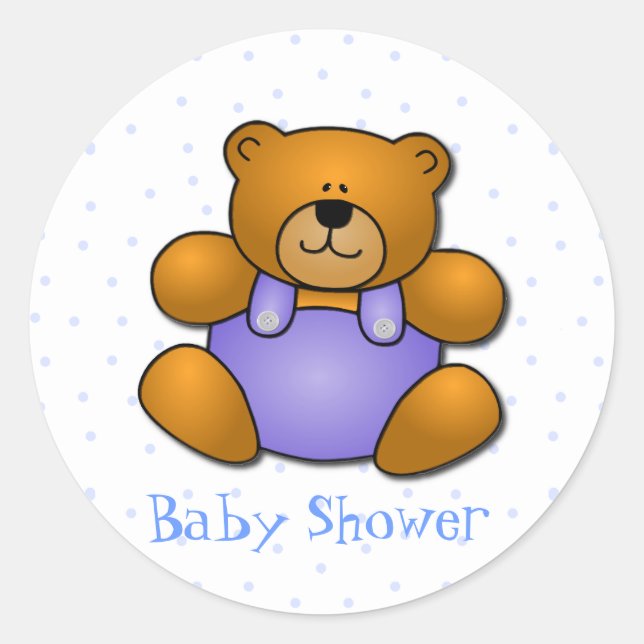 Teddy Bear Baby Boy Shower Stickers (Front)