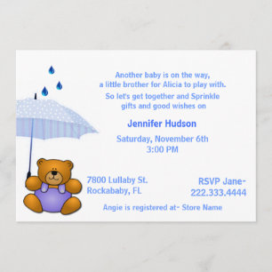 Teddy Bear Baby Boy Sprinkle Shower Invitation