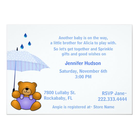 Teddy Bear Baby Boy Sprinkle Shower Invitation Zazzle Com Au Teddy Baby Shower Invitations Templates Free