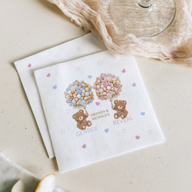 Teddy Bear Baby Gender Reveal Napkin (Creator Uploaded)