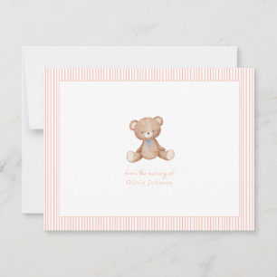 Teddy Bear Baby girl Baby Shower  Card