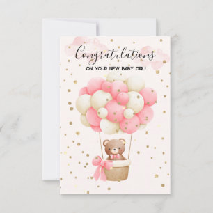 Teddy Bear Baby Girl congratulations Card