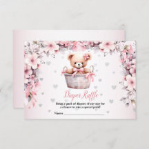 Teddy Bear Baby Girl Pink Flowers Baby Shower