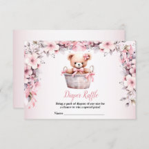 Teddy Bear Baby Girl Pink Flowers Baby Shower