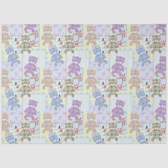 Teddy bear, baby pattern tissue paper (Front)