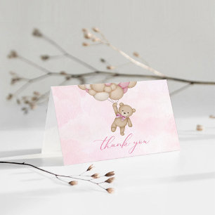 Teddy Bear Baby Pink Thank You Card