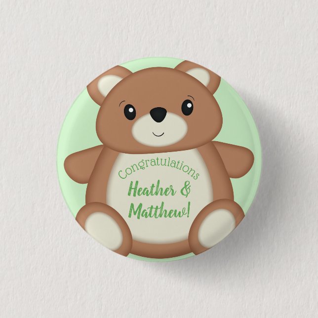 Teddy Bear Baby Shower 3 Cm Round Badge (Front)