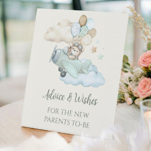 Teddy Bear Baby Shower Advice and Wishes Pedestal Sign