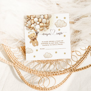 Teddy Bear Baby Shower Balloons Diaper Raffle  Enclosure Card