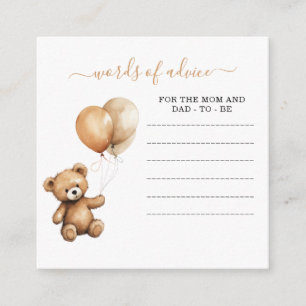 Teddy bear baby shower bear with balloons  enclosure card