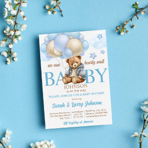 Teddy bear baby shower bearly wait cute teddy invitation