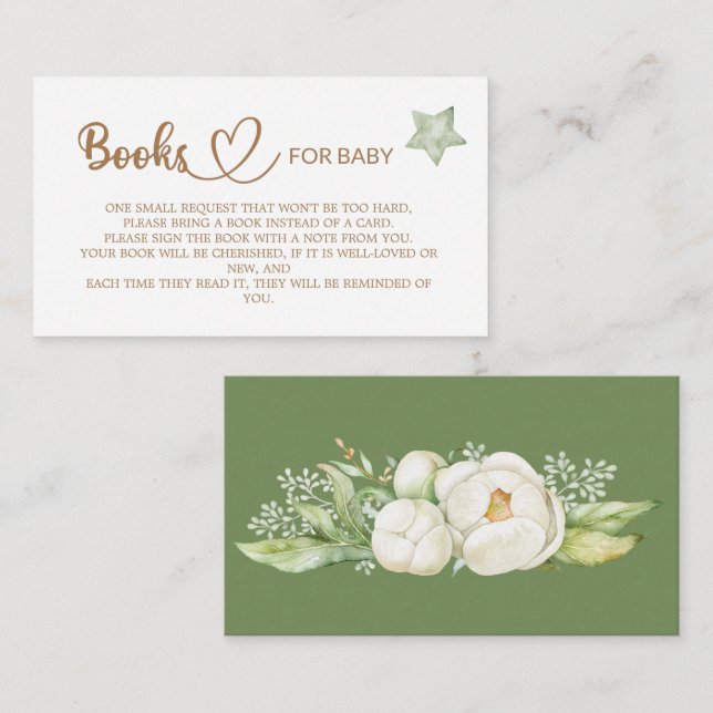 Teddy Bear Baby Shower Books for the baby Enclosur Enclosure Card (Front/Back)