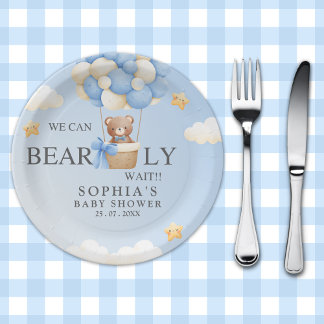 Teddy Bear Baby shower boy Decoration Paper Plate