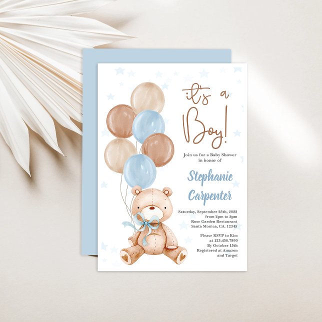 Teddy Bear Baby shower boy Invitation (Creator Uploaded)