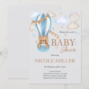 Teddy Bear Baby Shower Boy Invitation