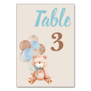 Teddy Bear Baby Shower Boy  Table Number