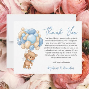 Teddy Bear baby Shower Boy  thank you Holiday Card