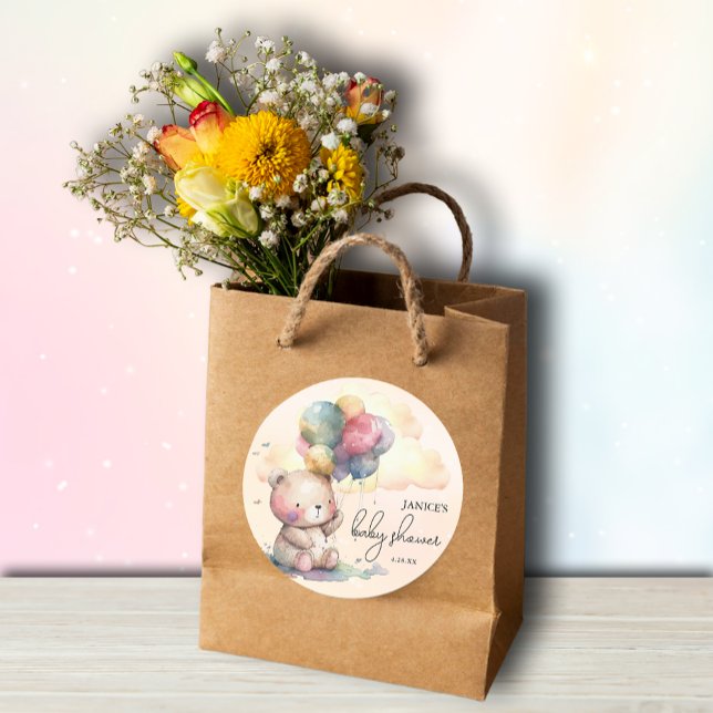 Teddy Bear Baby Shower Classic Round Sticker (Creator Uploaded)