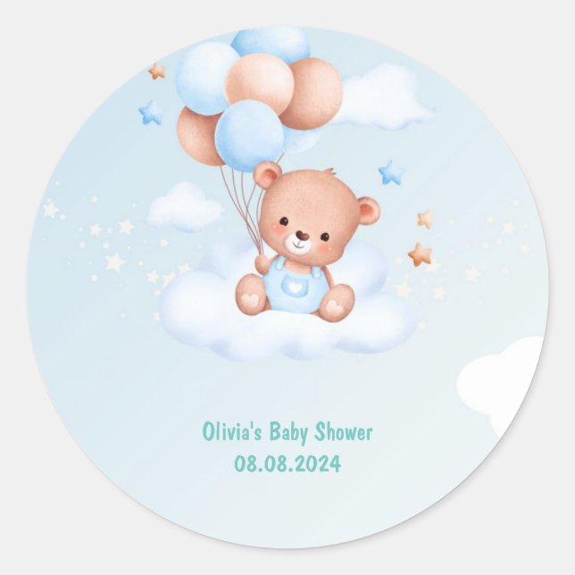 Teddy Bear baby shower Classic Round Sticker (Front)