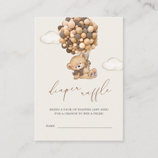 Teddy Bear Baby Shower Diaper Raffle  Enclosure Ca (Front)