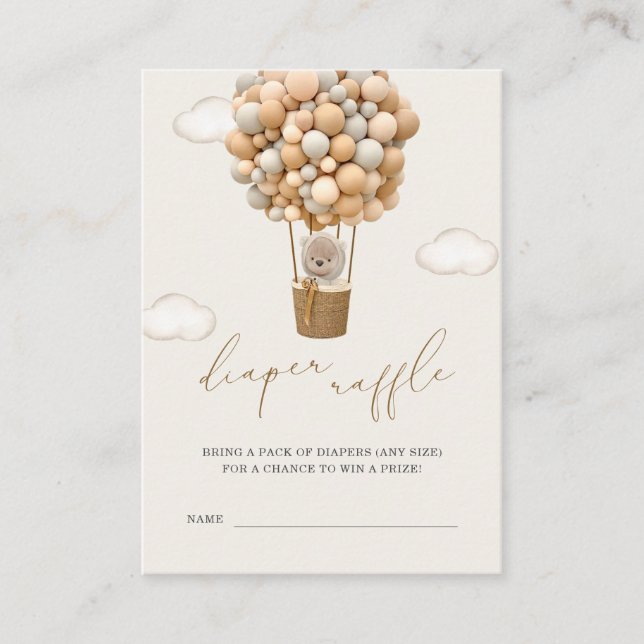 Teddy Bear Baby Shower Diaper raffle Enclosure Card (Front)