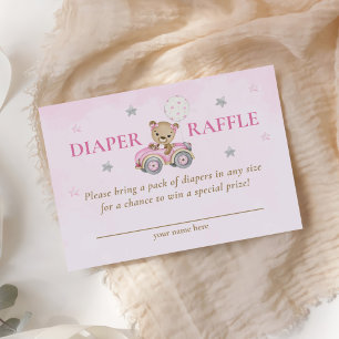 Teddy Bear Baby Shower Diaper Raffle Ticket Enclosure Card