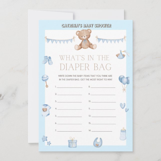 Teddy Bear Baby Shower - Editable Name, 5x7 size I Invitation (Front)