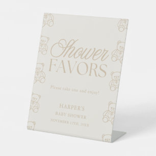 Teddy Bear Baby Shower Favors Pedestal Sign