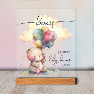 Teddy Bear Baby Shower Favours Acrylic Sign