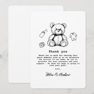 Teddy Bear Baby Shower Gender Neutral  Shower Thank You Card