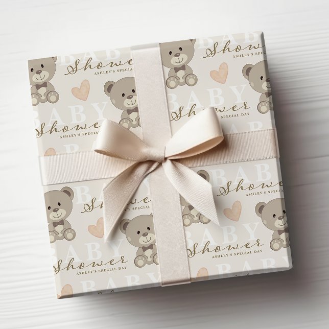  Teddy Bear BABY SHOWER Gender Neutral Wrapping Paper (Creator Uploaded)