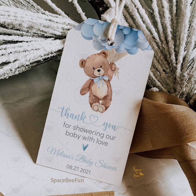 Teddy Bear Baby Shower gift tag (bear themed baby shower,baby shower gift tags,baby shower favor label,scustom baby shower tags,teddy)