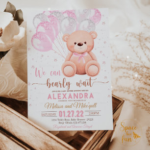 Teddy Bear Baby Shower Girl Invitation