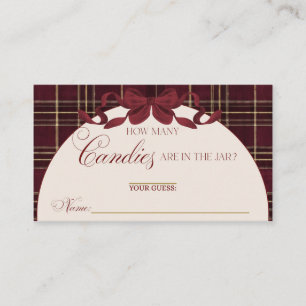 Teddy Bear Baby Shower Girl Plaid guess candies Enclosure Card